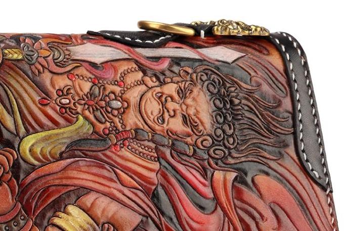 Handmade Leather Acalanatha Mens Chain Biker Wallet Cool Leather Wallet With Chain Wallets for Men