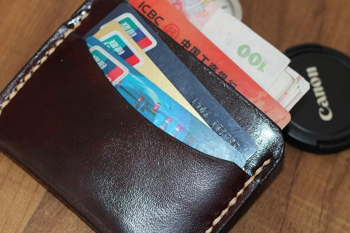 Handmade Leather Mens Slim Front Pocket Wallet Leather Card Wallets  for Men