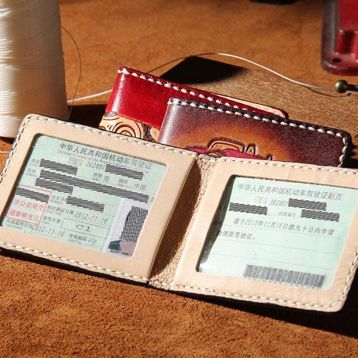 Leather Mens Driver License Wallet Men Small Wallets Slim for Men