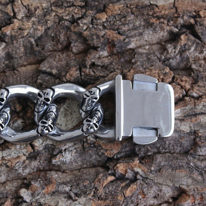 Bagger Bracelet - Skull ChainGang - Custom - 7/8 Wide - B33