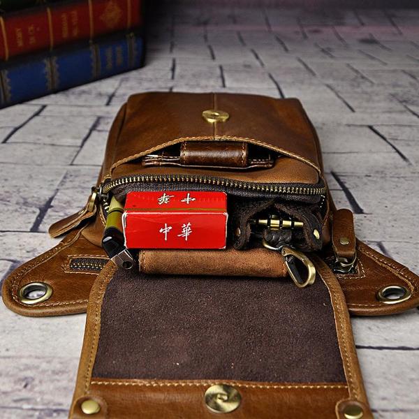 Leather Drop Leg Bag Belt Pouch Mens Waist Bag Shoulder Bag for Men