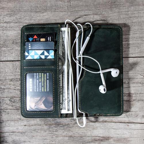 Leather Long Wallets for men Bifold Vintage Men Long Wallet