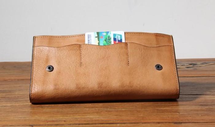 Handmade Genuine Leather Mens Cool Long Leather Wallet Phone Wallet Clutch Wallet for Men