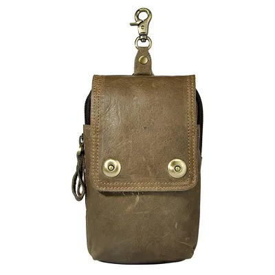 Leather Belt Pouch Mens Waist Bag Small Case for Men