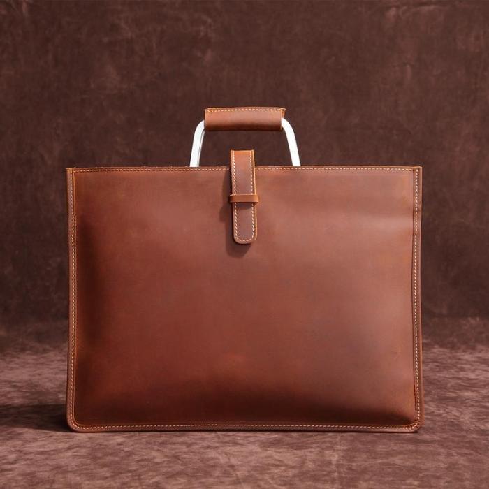 Handmade Leather Men Vintage Briefcase Handbag Laptop Bag For Men