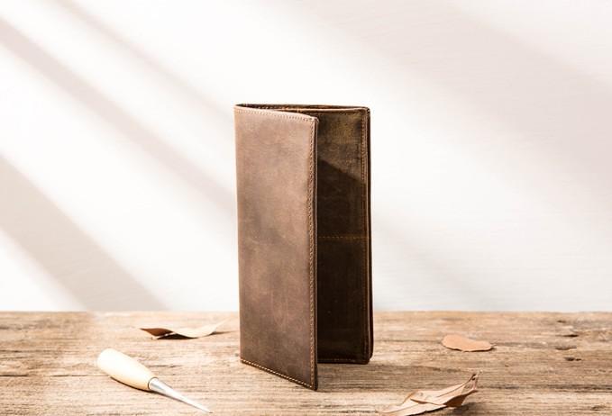 Vintage Slim long Wallets Leather Mens Tan Wallet Long Wallet for Men