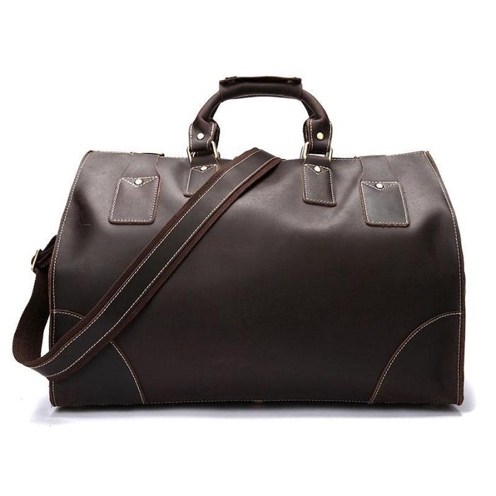 Vintage Leather Mens Large Weekender Bag Travel Bag Duffle Bag