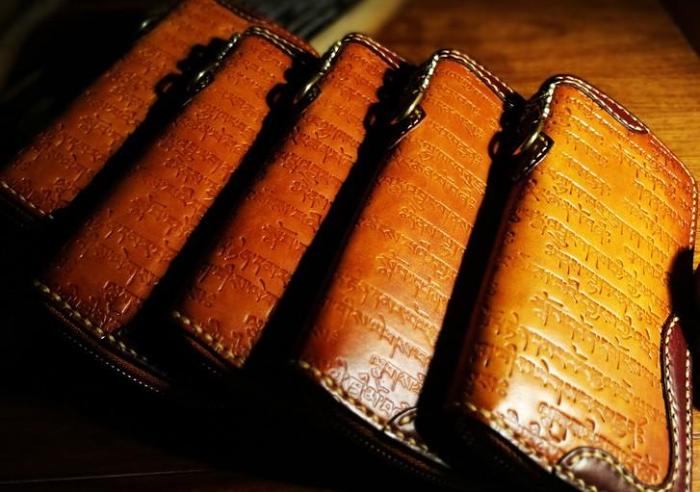 Handmade Leather Mens Tibetan Chain Biker Wallet Cool Leather Wallet Long Clutch Wallets for Men
