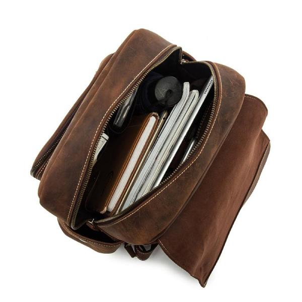 Cool Brown Mens Leather Dark Brown 14 Backpack Travel Backpack College Backpack for Men