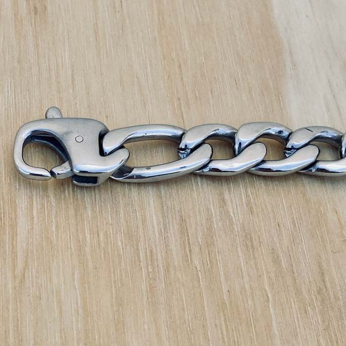 Bracelet - Figaro - Custom 1/4 Wide -  Polished Silver - FB02