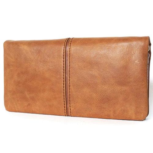 Cool Brown Mens Leather Zipper Long Wallet Phone Long Bifold Wallet for Men