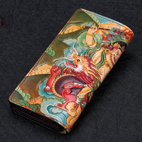 Handmade Leather White Jambhala Mens Chain Biker Wallet Cool Leather Wallet With Chain Wallets for Men