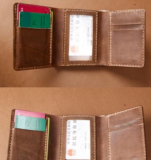 Handmade Coffee Leather Mens Small Trifold Wallet Cool billfold Wallet for Men