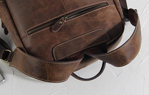 Handmade Leather Mens Cool Backpack Sling Bag Large Black Travel Bag Hiking Bag for men