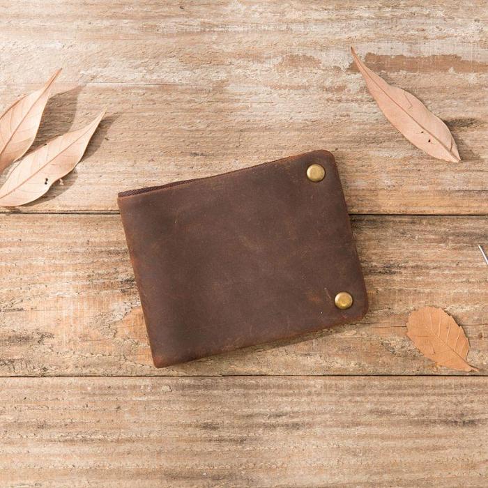 Cool Leather Mens Slim Small Wallets Bifold Vintage billfold Wallet for Men