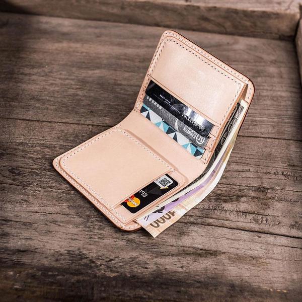 Vintage Handmade Leather Mens Small Wallet Bifold Wallet for Men