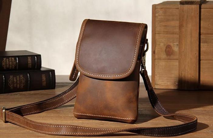 Leather Belt Pouch Mens Small Cases Waist Bag Hip Pack Belt Bag Fanny Pack Bumbag for Men
