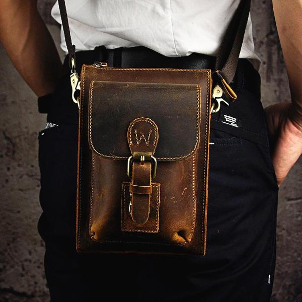 Leather Belt Pouch Mens Small Cases Waist Bag Hip Pack Belt Bag Fanny Pack Bumbag for Men