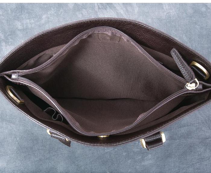 Leather Mens Womens 16 Black Briefcase Side Bag Laptop Messenger Bag Shoulder Bag For Men