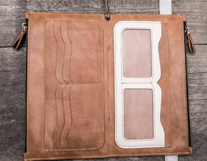 Leather Long Wallets for men Bifold Vintage Men Long Wallet