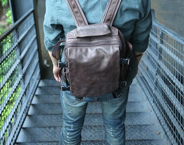 Cool Coffee Mens Leather Backpack Travel Backpacks Laptop Backpack for men