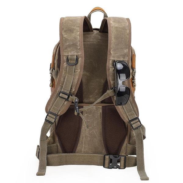 Brown CANVAS WATERPROOF MENS 15'' CANON CAMERA BACKPACK LARGE NIKON CAMERA BAG DSLR CAMERA BAG FOR MEN