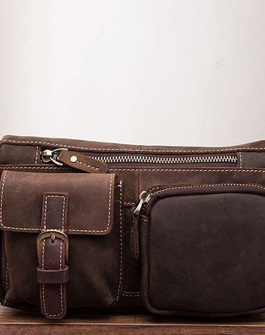 Vintage Mens Leather Biker Fanny Pack Waist Bags Fanny Bag For Men