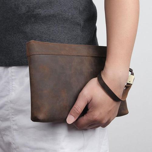 Leather Clutch Bag for Men Leather Male Pouch Bags Vintage Leather Clutch Bag Male Mens Clutch Bag