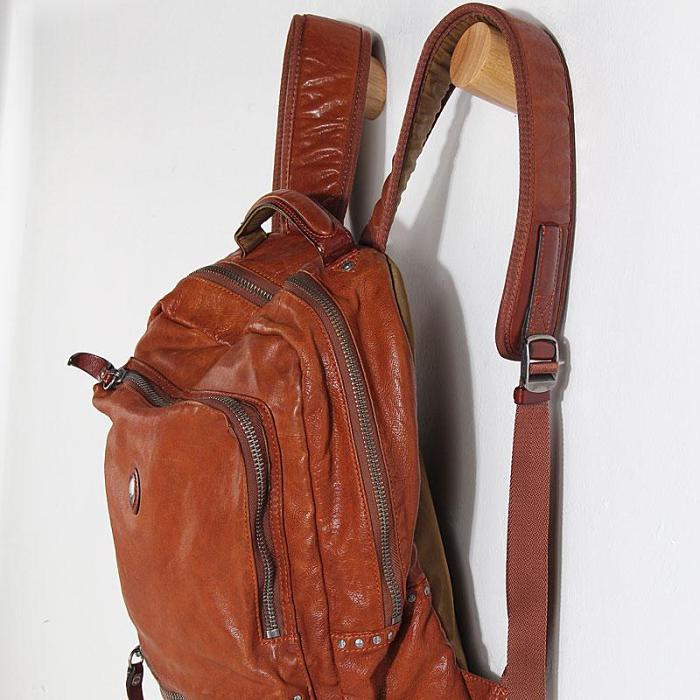 Handmade Leather Mens Cool Backpack Sling Bag Large Black Travel Bag Hiking Bag for men