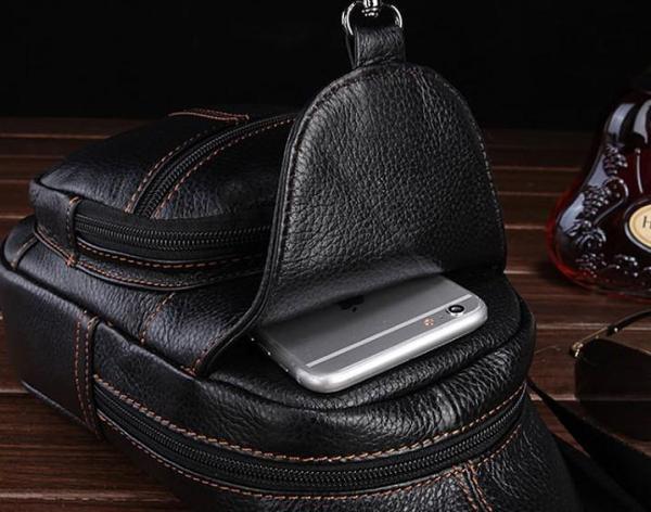 Cool Leather Mens Sling Bag Sling Shoulder Bags Sling Backpack Chest Bag for men