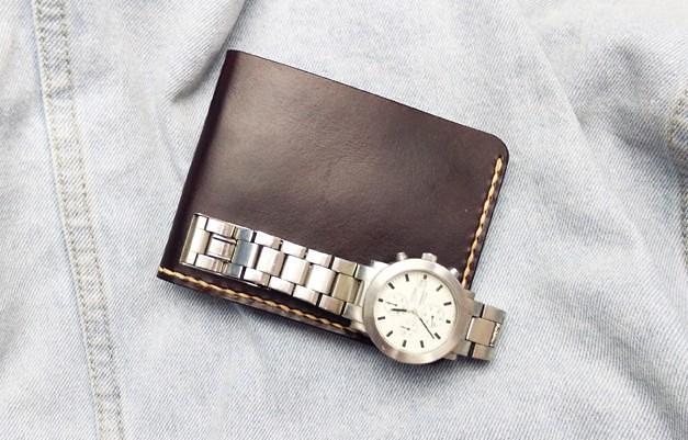 Leather Mens Slim Coffee Front Pocket Bifold Small Wallets Card Wallet for Men