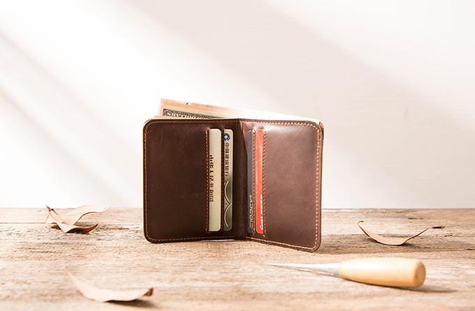 Cool Leather Mens Small Wallets Bifold Slim Front Pocket Wallet for Men