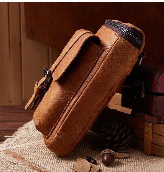 Leather Belt Pouch Mens Small Cases Waist Bag Hip Pack Belt Bag Fanny Pack Bumbag for Men