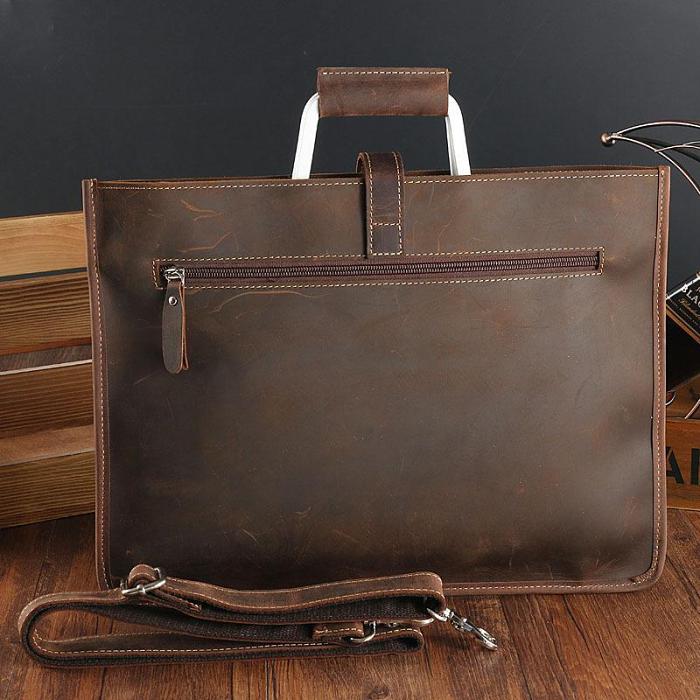 Handmade Leather Men Vintage Briefcase Handbag Laptop Bag For Men