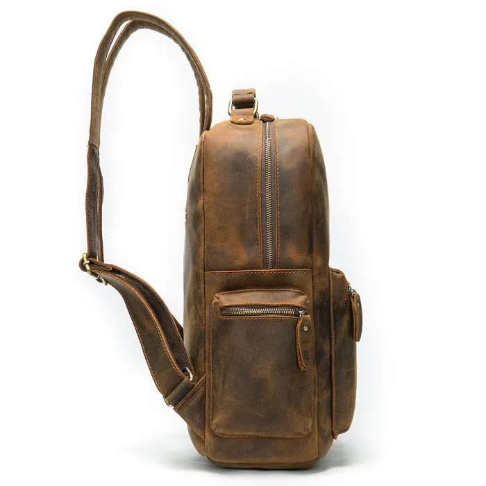 Cool Vintage Leather Mens 14inch Laptop Backpack Backpacks School Backpack Work Backpack for Men