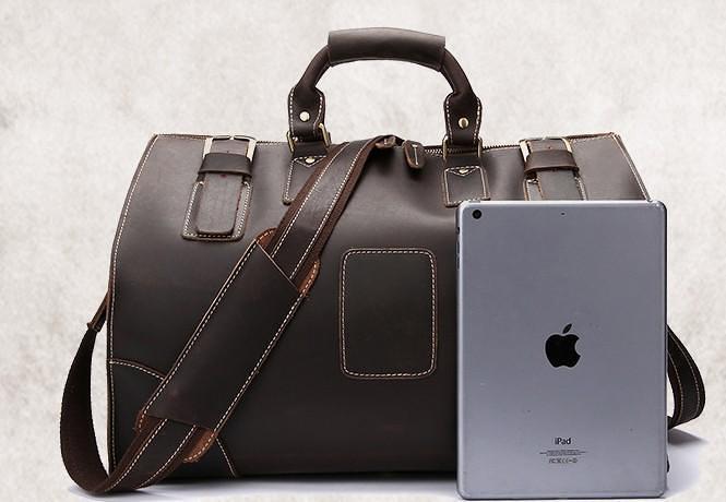 Vintage Leather Mens Large Weekender Bag Travel Bag Duffle Bag