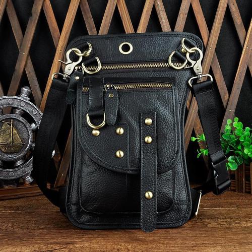 LEATHER MEN FANNY PACK SMALL WAIST BAG HIP PACK BELT BAG BUMBAG FOR MEN