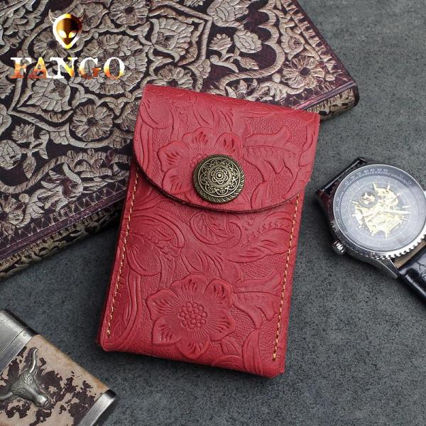Handmade Leather Floral Mens Cool Short Wallet Card Holder Small Card Slim Wallets for Men