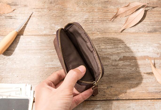 Leather Mens Coin Holders Slim Front Pocket Wallet Change Wallet for Men