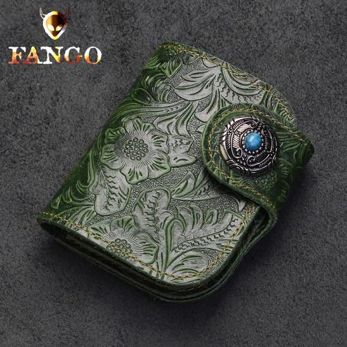 Handmade Leather Floral Mens Cool Biker Wallet Leather Wallet Men billfold Wallets Bifold for Men