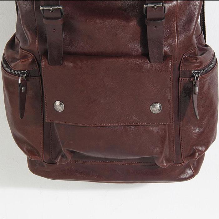 Genuine Leather Mens Cool Backpack Sling Bag Large Black Travel Bag Hiking Bag for men