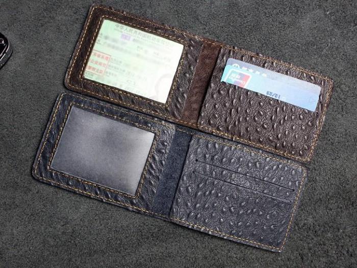 Handmade Leather Mens License Wallets Cool Short Wallet Card Holder Small Card Slim Wallets for Men