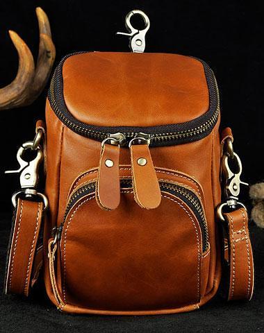 MEN LEATHER Belt Pouch WAIST BAG HIP PACK BELT BAG CELL PHONE HOLSTER