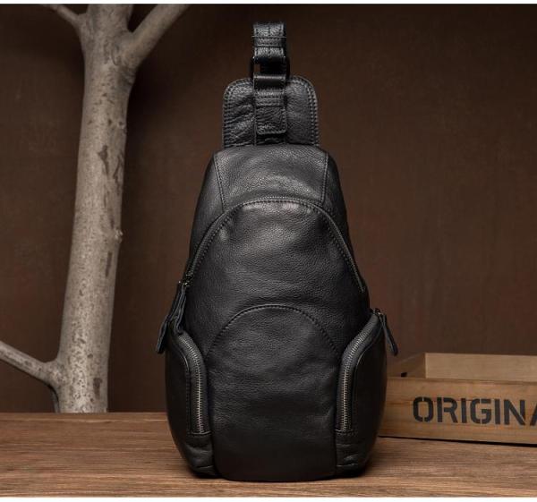 Leather Mens Cool Sling Bag Crossbody Bag Chest Bag for men