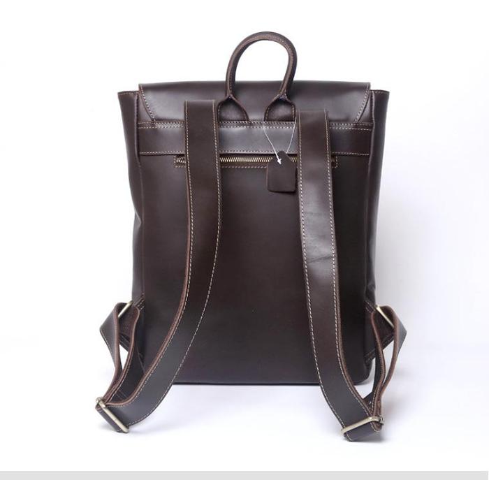 Genuine Leather Mens Cool Backpack Sling Bag Large Black Travel Bag Hiking Bag for men
