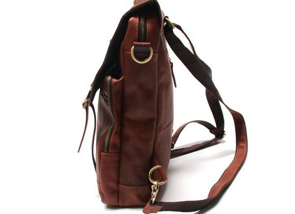 Red Brown Leather Mens Backpack Travel Backpacks Laptop Backpack for men