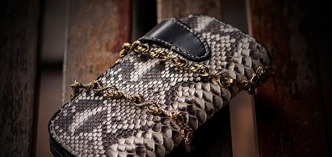 Handmade Leather Black Mens Chain Biker Wallet Cool Leather Wallet Long Clutch Wallets for Men