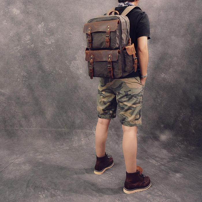Waxed Canvas Backpack Waxed Canvas Backpack Rucksack Wasxed Canvas Backpack Canvas And Leather Backpack