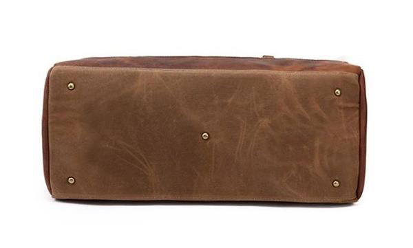 Mens Waxed Canvas Leather Weekender Bag Canvas Large Travel Bag for Men
