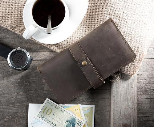 Handmade Leather Mens Clutch Wallet Cool Leather Wallet Long Phone Wallets for Men